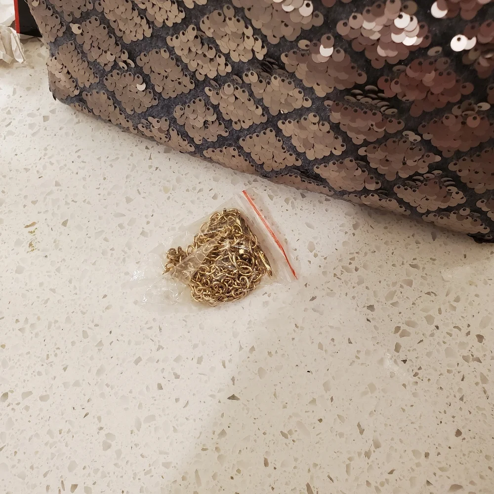 New Charlie Paige Emblemished Sequin Diamond Clutch